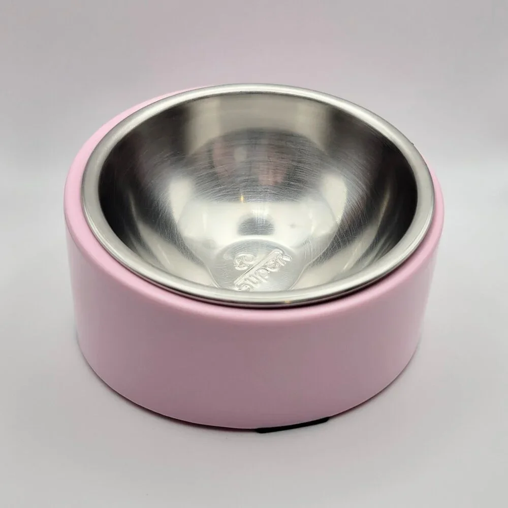 Pink Slanted Dog Bowl, Non-Skid & Non-Spill, Small